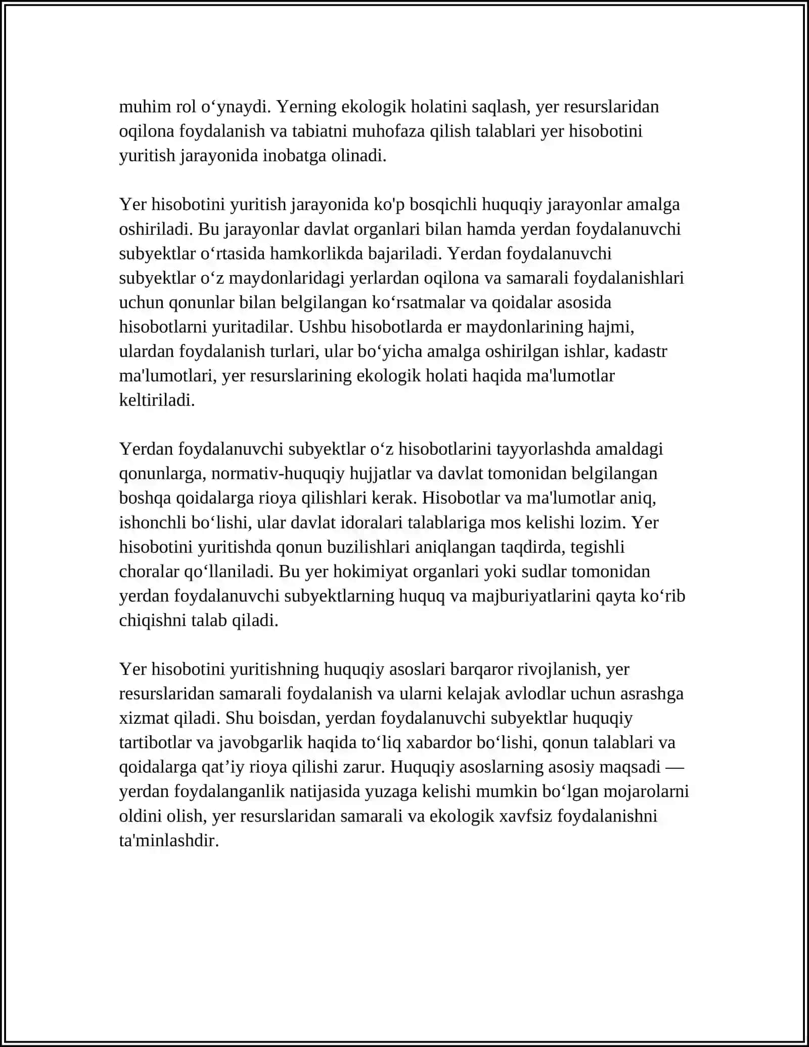 YERDAN FOYDALANUVCHI SUBYEKT HUDUDIDA YER HISOBOTINI YURITISHNING HUQUQIY ASOSLARI 4