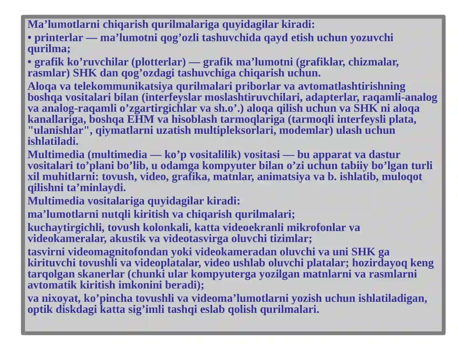 Shaxsiy Kompyuter (SHK)ning tashqi qurilmalari 4