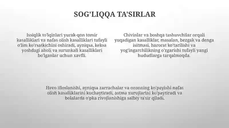 Iqlim o'zgarishi kimga qimmatga tushmoqda: asosiy ta'sirlar 4