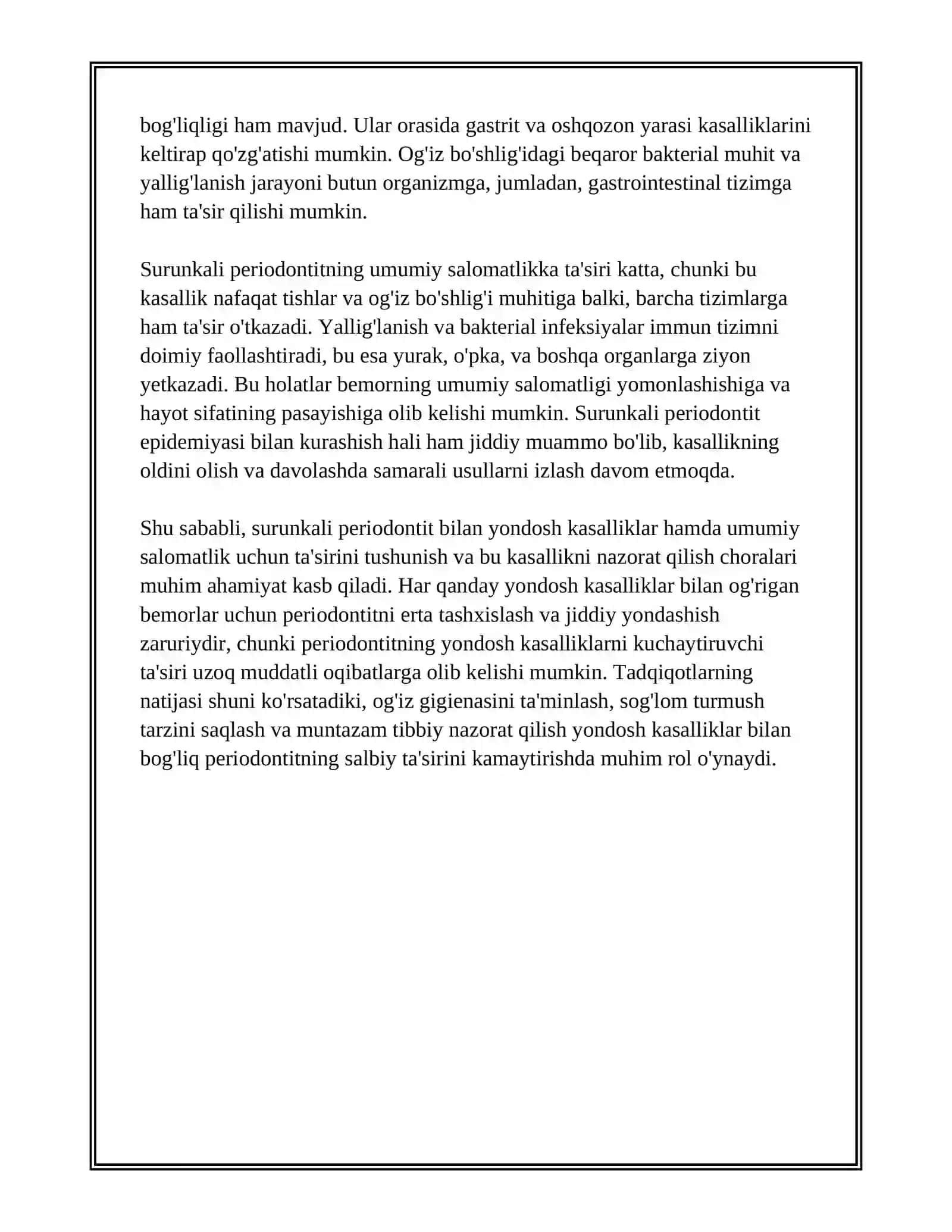 YONDOSH KASALLIKLARIDA SURUNKALI PERIODONTITLARNI DAVOLASHNING O'ZIGA XOS TAKTIKASI 4