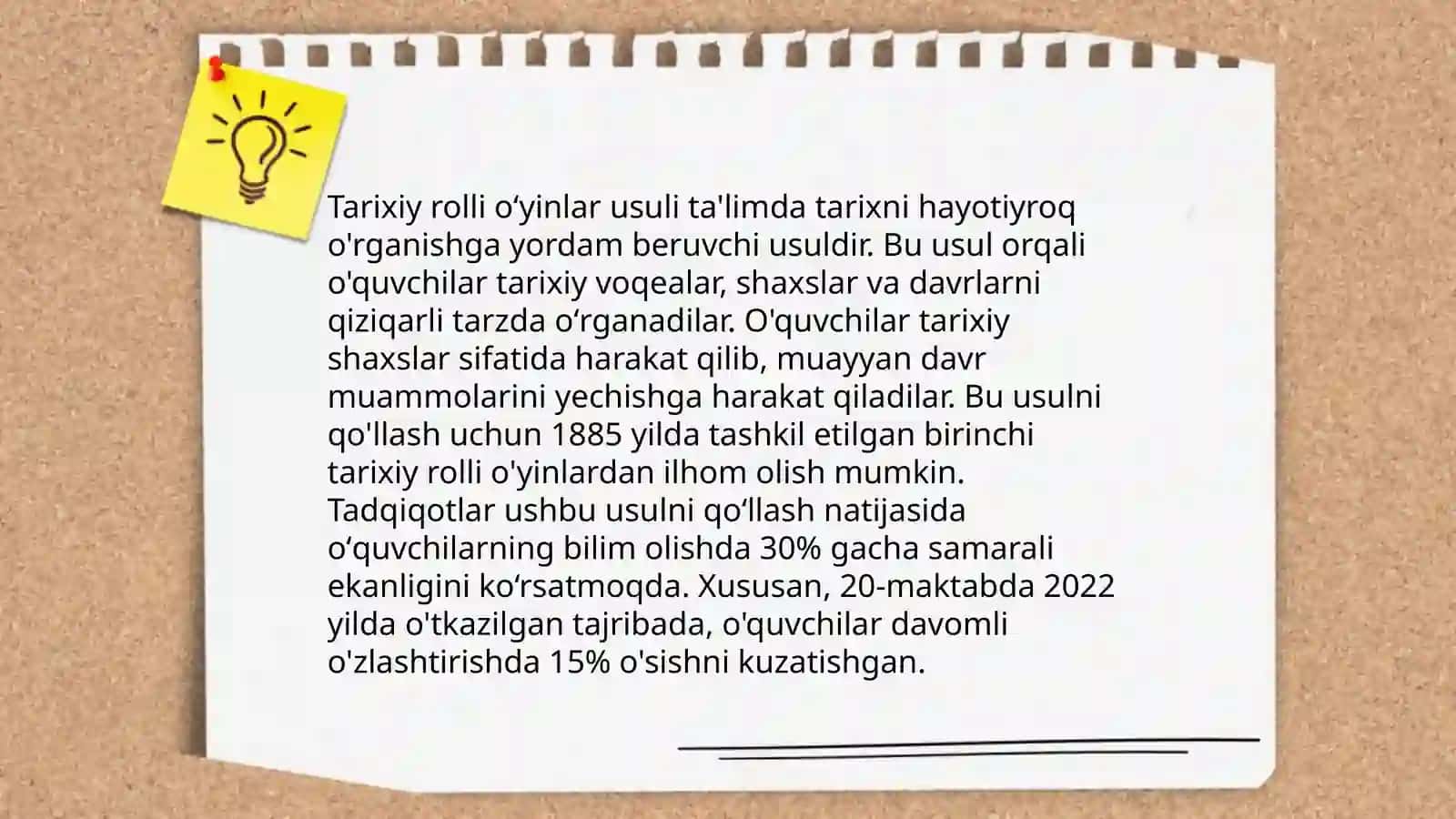 Tarix taʼlimining amaliy usullari va tarix darslarining turlari 4