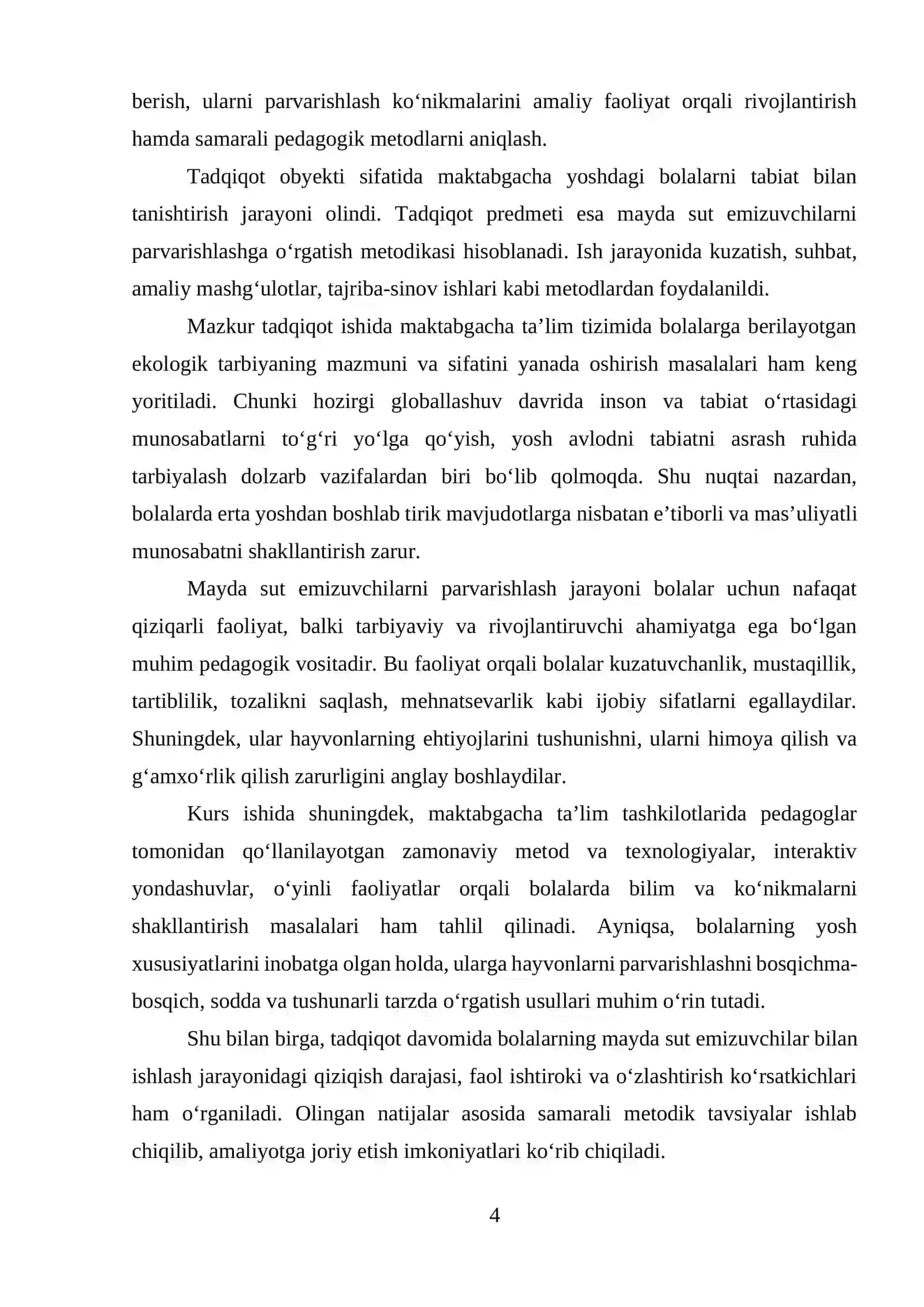 Maktabgacha yoshdagi bolalarni mayda sut emizuvchilar bilan tanishtirishning nazariy asoslari 4