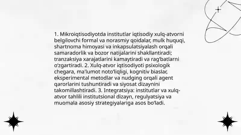 Hozirgi zamon iqtisodiyot fani rivojlanishining asosiy yo‘nalishlari 4