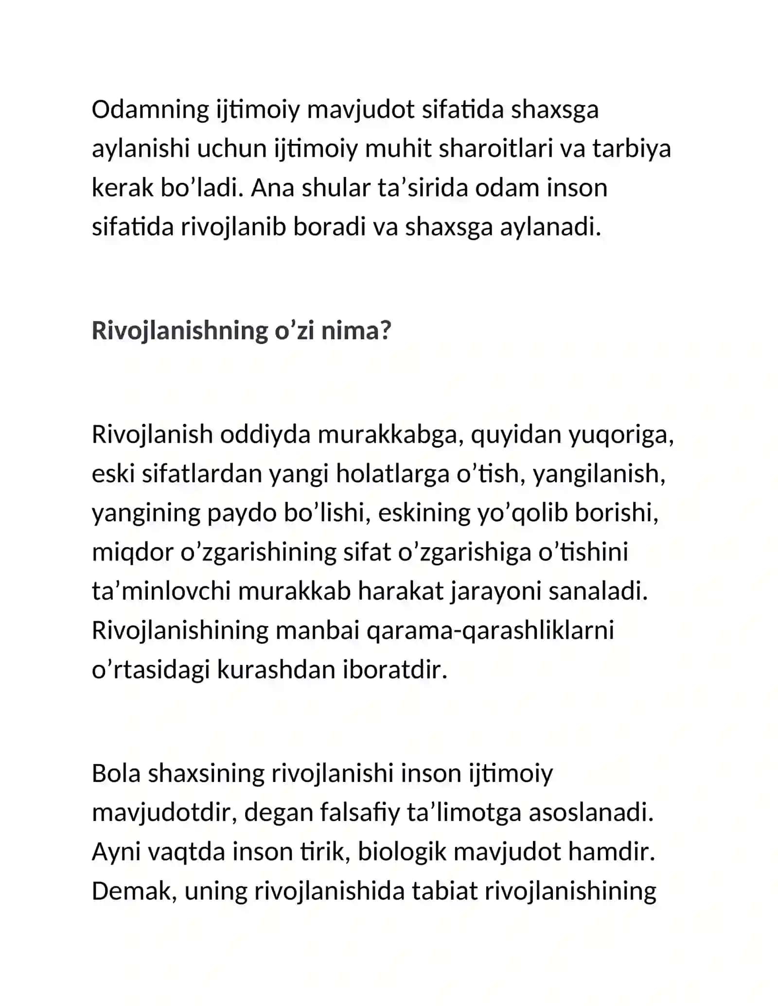 Shaxs rivojlanishi, tarbiyasi va ijtimoiylashuvi 4