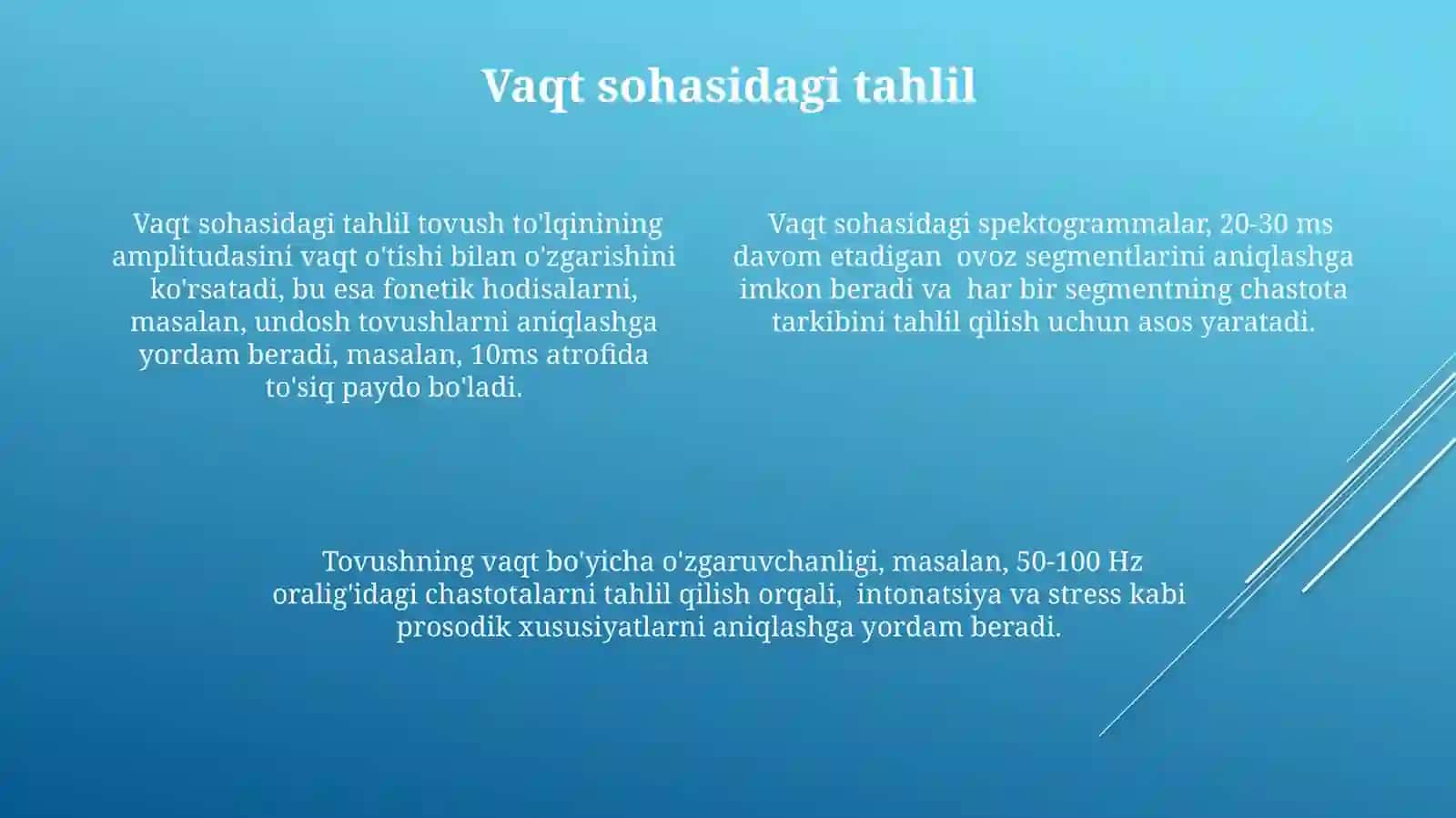 Nutq signallarining xususiyatlari: Fonetik va akustik xususiyatlarni o'rganish 4