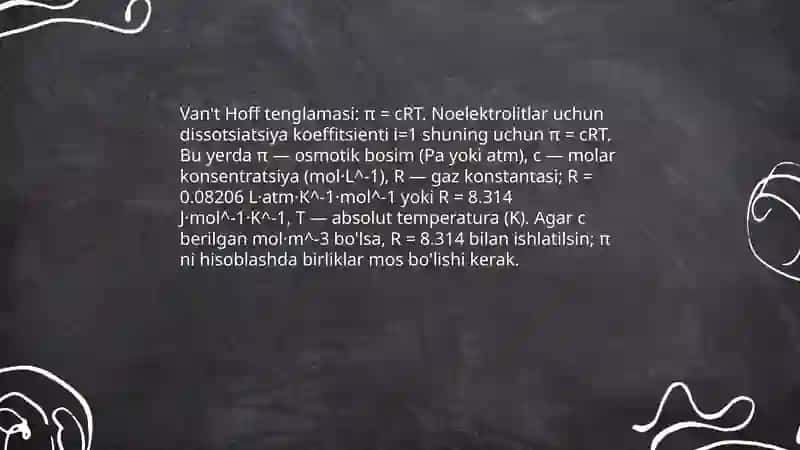 Noelektrolit YUMB eritmasining osmotik bosimi 4