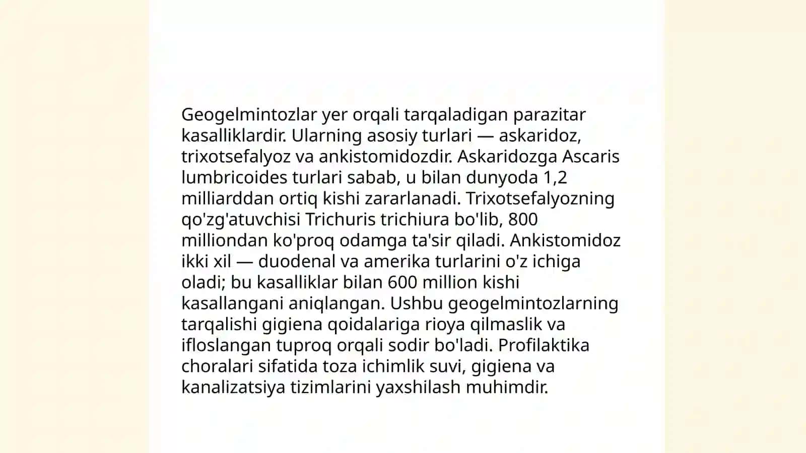 Biogelmintozlar geogelmintozlar va kontakt gelmintozlarning epidemiologiyasi va profilaktikasi 4