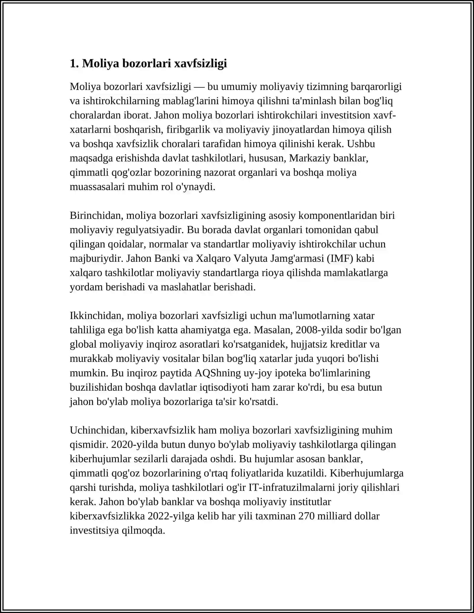 Moliya Pul-Kredit Tizimida Iqtisodiy Xavfsizlikni Taminlash Dastaklari 4