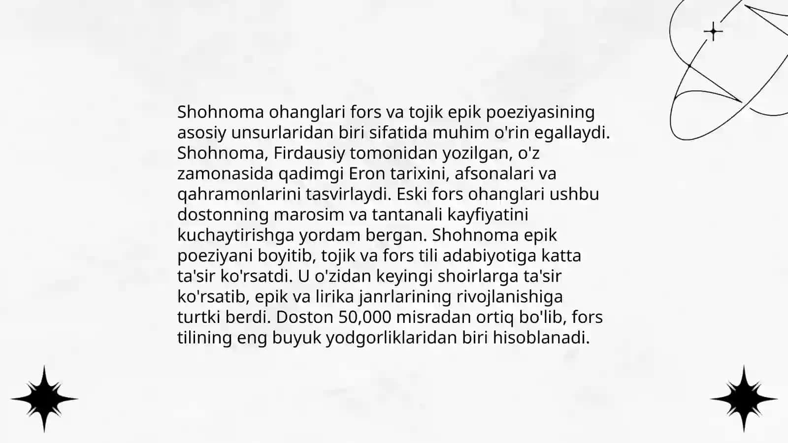 Firdavsiy "Shohnoma"si qahramonlari.Ularning keyingi davr epik poeziyasiga ko'chishi 4