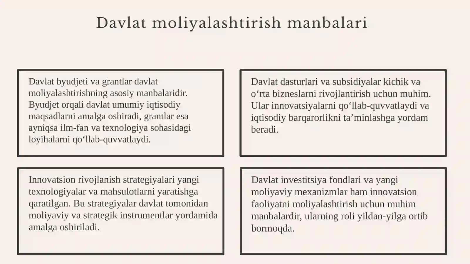 Inavatsiyon faoliyatni moliyalashtirish manbalari 4