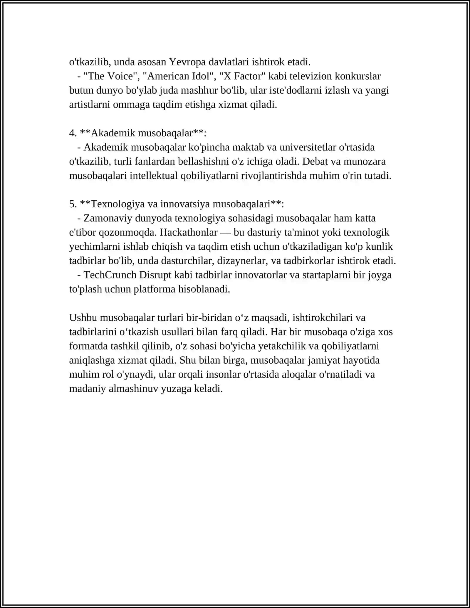 SPORT MUSOBAQALARINI O'TKAZISH REJASINI TUZISH 4