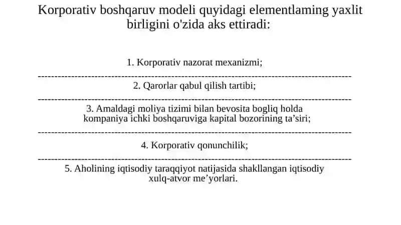 Korporativ boshqaruvning zamonaviy uslublari va modellari 4