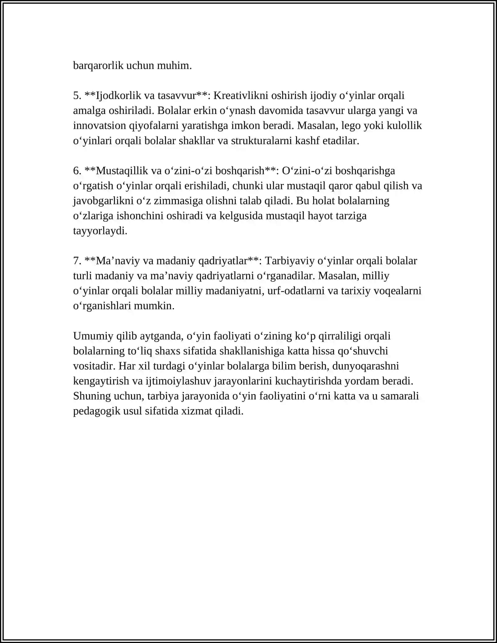 FAOLIYATLAR VA MUNOSABATLAR MAKTABGACHA YOSHDAGI BOLALARNI TARBIYALASH VA RIVOJLANTIRISH OMILI SIFATIDA 4