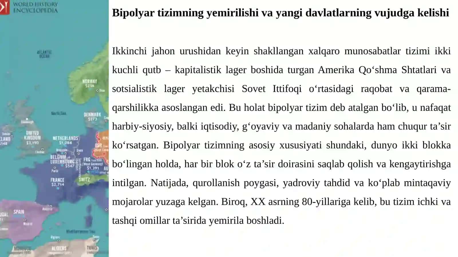 XX asroxiriga kelgan davlatlarning jug'rofiy – siyosiy xaritasi o'zgarishlari 4