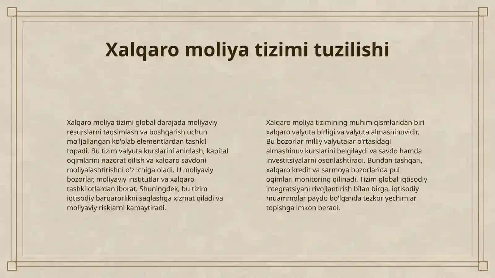 XALQARO MOLIYA VA MILLIY IQTISODIYOT ALOQASI 4