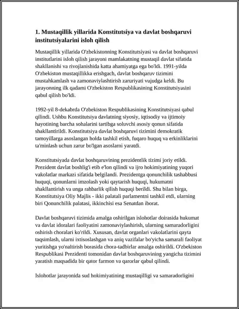MUSTAQILLIK YILLARIDA DAVLAT BOSHQARUV TIZIMIDA AMALGA OSHIRILGAN ISLOHOTLAR 4