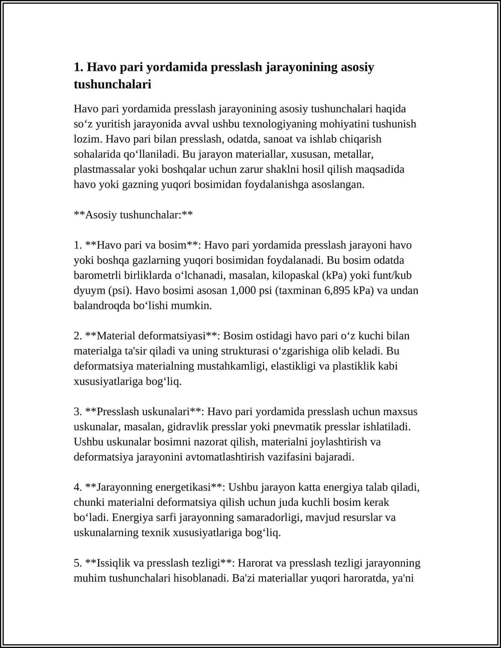 HAVO PARI YORDAMIDA PRESSLASH UCHUN JIHOZNI TANLASH VA UNI ISHLASH JARAYONINI YORITISH 4