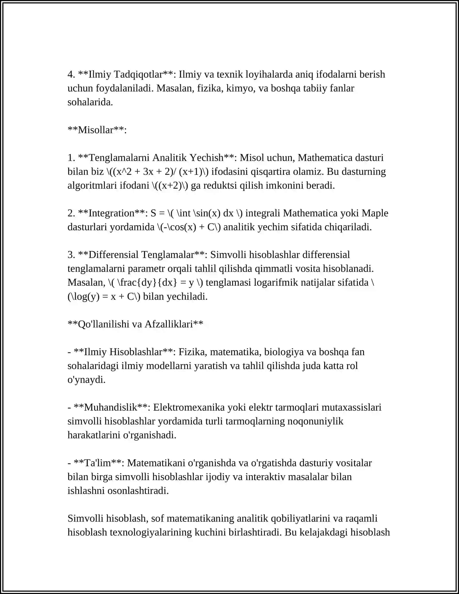 Dasturda Simvolli Hisoblashlar Tushunchasi 4