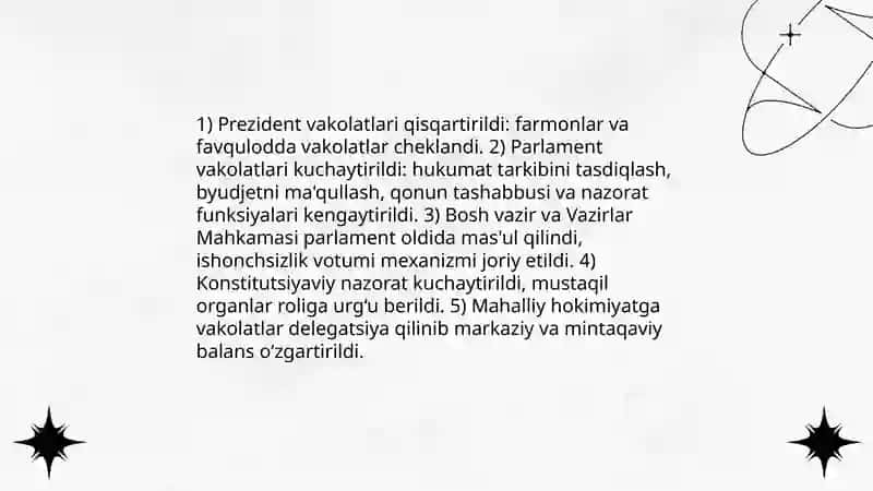 Mustaqillik yillarida davlat boshqaruvi tizimida amalga oshirilgan islohotlar 4