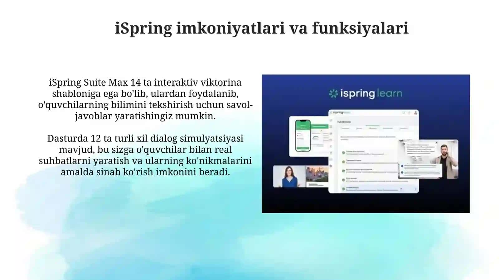 iSpring dasturi yordamida multimediali interaktiv elektron kurs yaratish 4