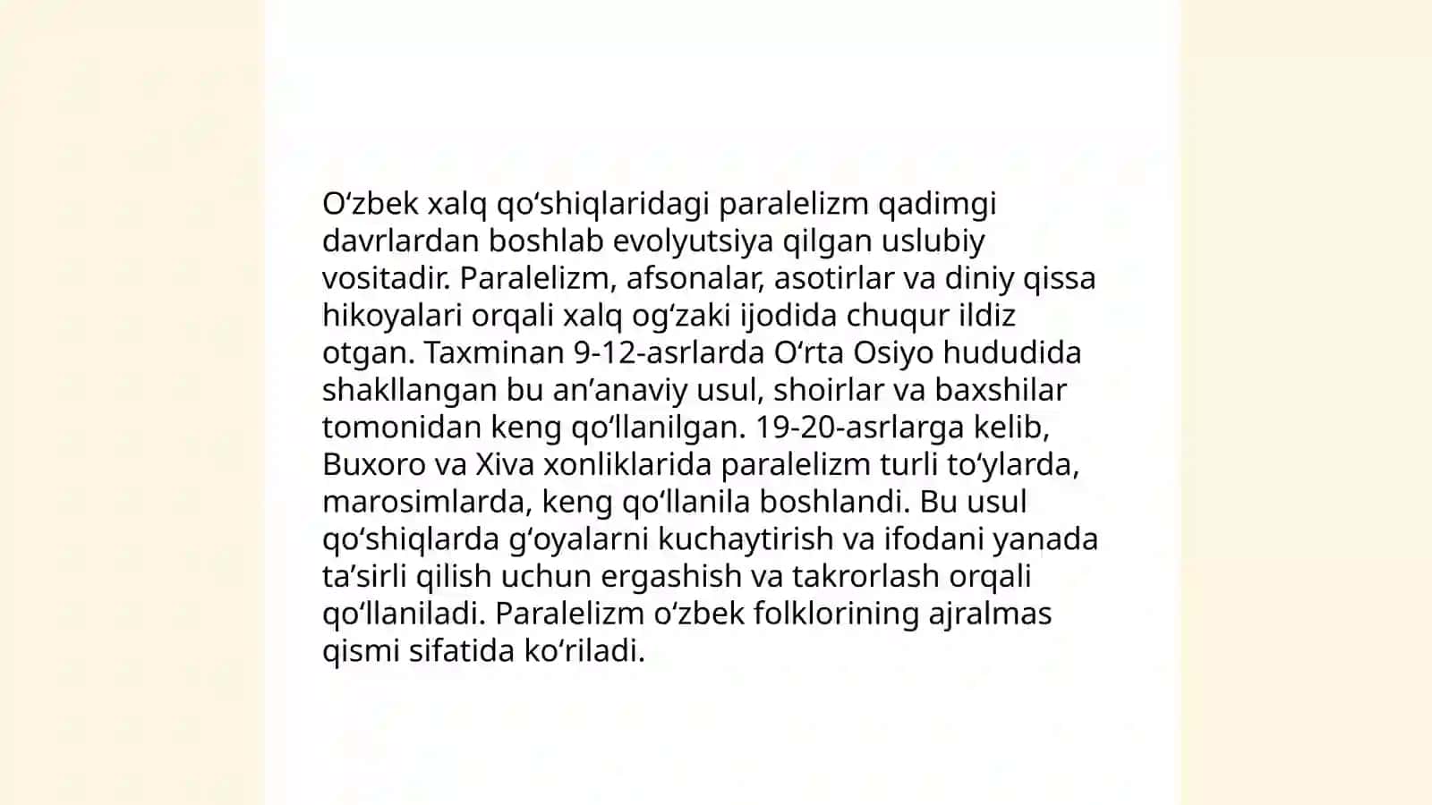 Paralelizm-oʻzbek xalq qoʻshiqlarining tarkibiy qismi sifatida 4