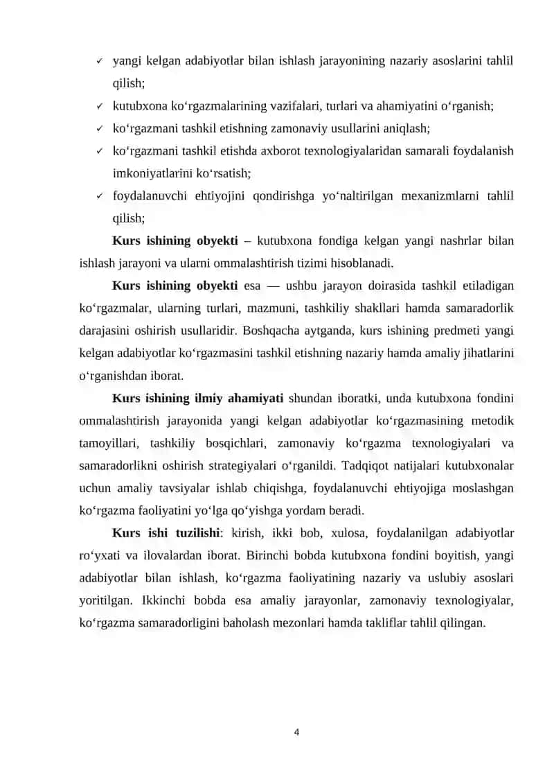 Kutubxona fondiga yangi kelgan nashrlar koʻrgazmasini etish samaradorligi 4