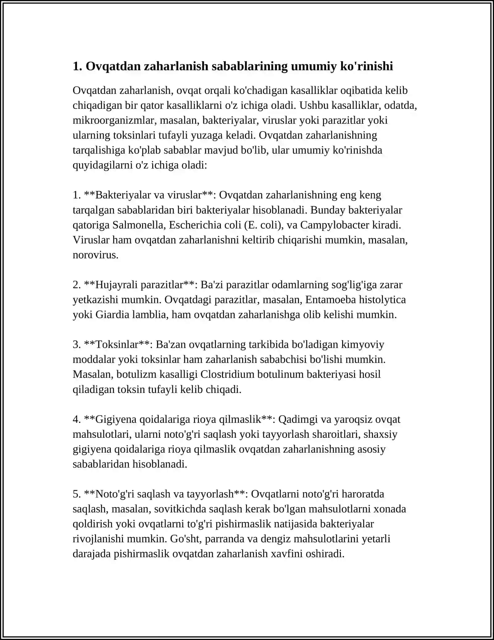 OVQATDAN ZAXARLANISH VA ULARNI OLDNI OLISH CHORALARI 4