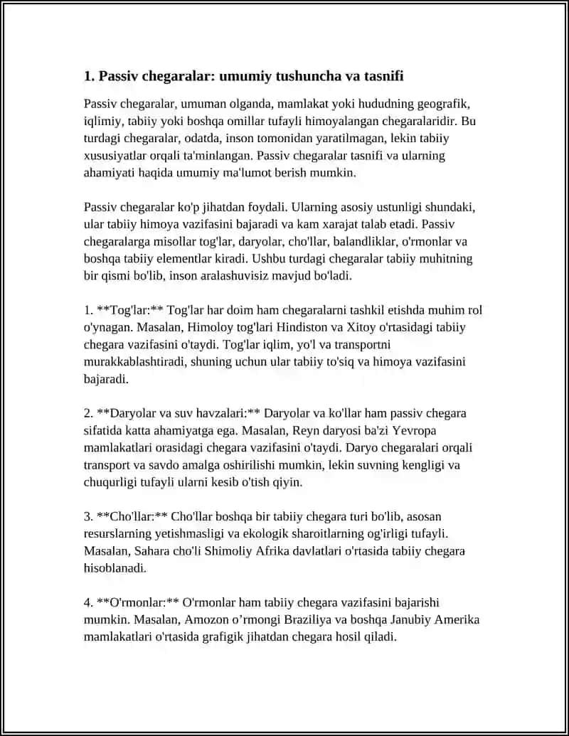 Passiv chegaralar: umumiy tushuncha va tasnifi 4
