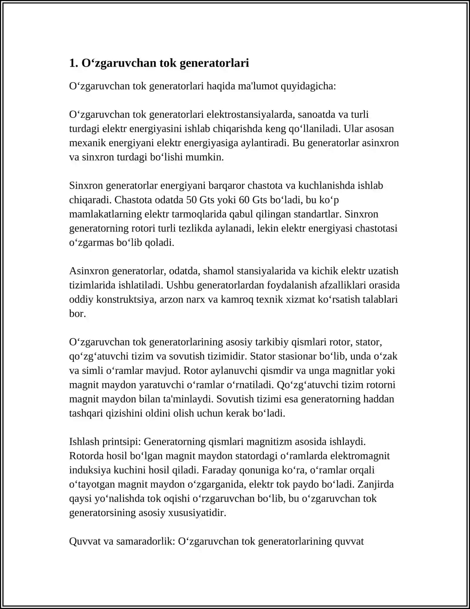 O‘ZGARUVCHAN TOK MASHINASINING TUZILISHI VA ISHLASH PRINTSIPI 4