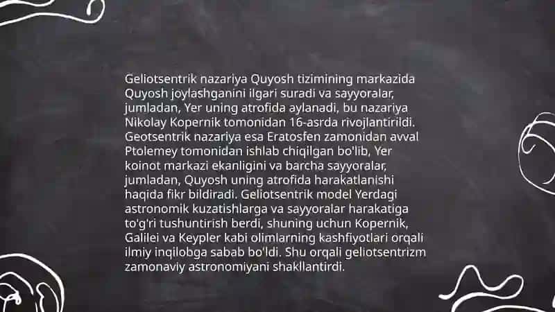 Kopernik va geliotsentrik taʼlimoti. Galiley, Nepler va Nyutonning kosmologik qarashlari va qonunlari 4
