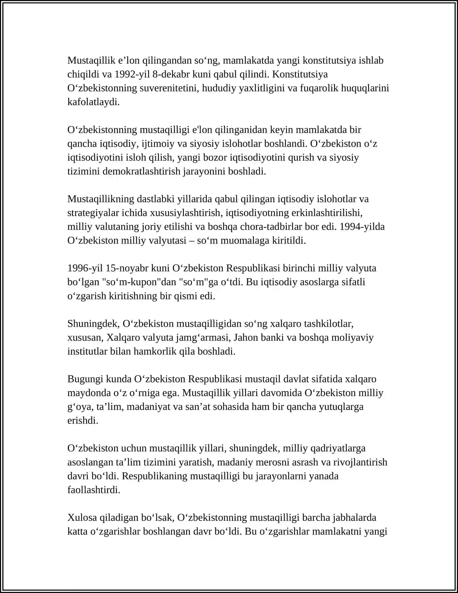 MUSTAQILLIK DAVRI 4