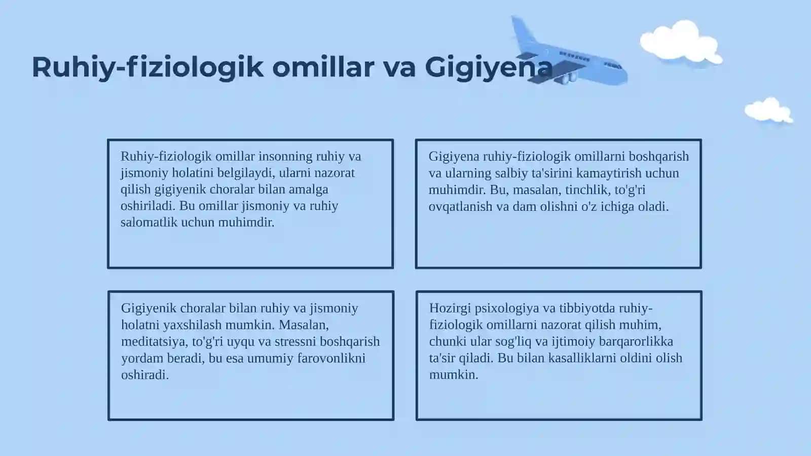 Ruhiy-fiziologik omillarga gigiyenik ta’rif, ularning zararli ta’sirini oldini olish tadbirlari 4