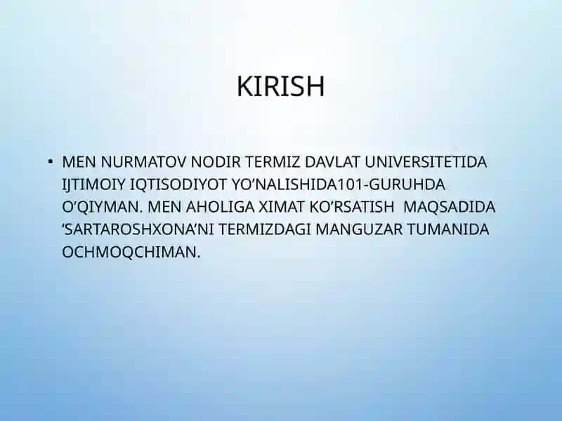 “SARTAROSHXONA” BIZNES REJASI 4
