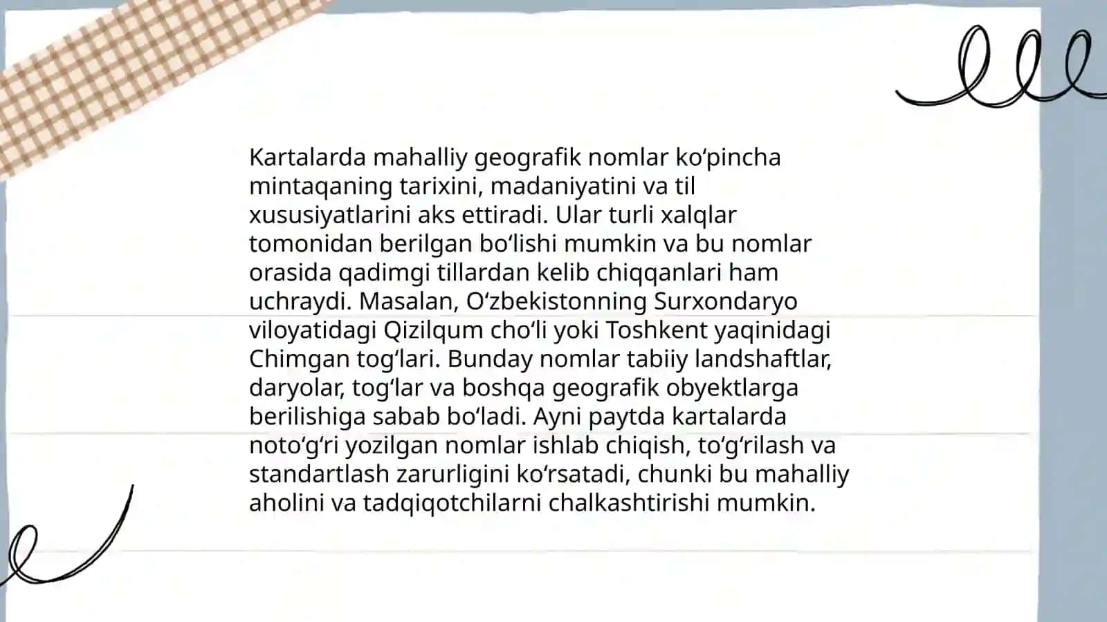 Kartalardagi yozuvlar va geografik nomlarning yozilishi talablari 4