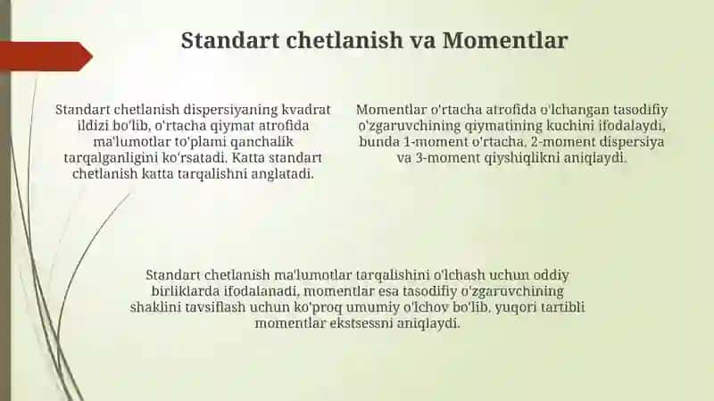 Tasodifiy miqdorlarning sonli xarakteristikasi 4