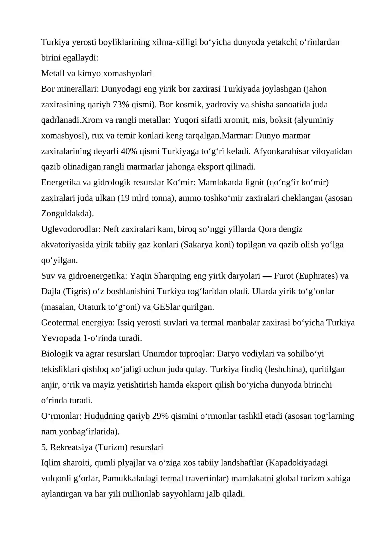 Turkiya va Misr arab respublikasi iqtisodiy geografik tavsif 4