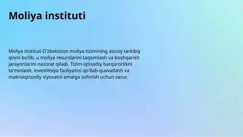 O‘zbekiston Moliya Tizimi 4