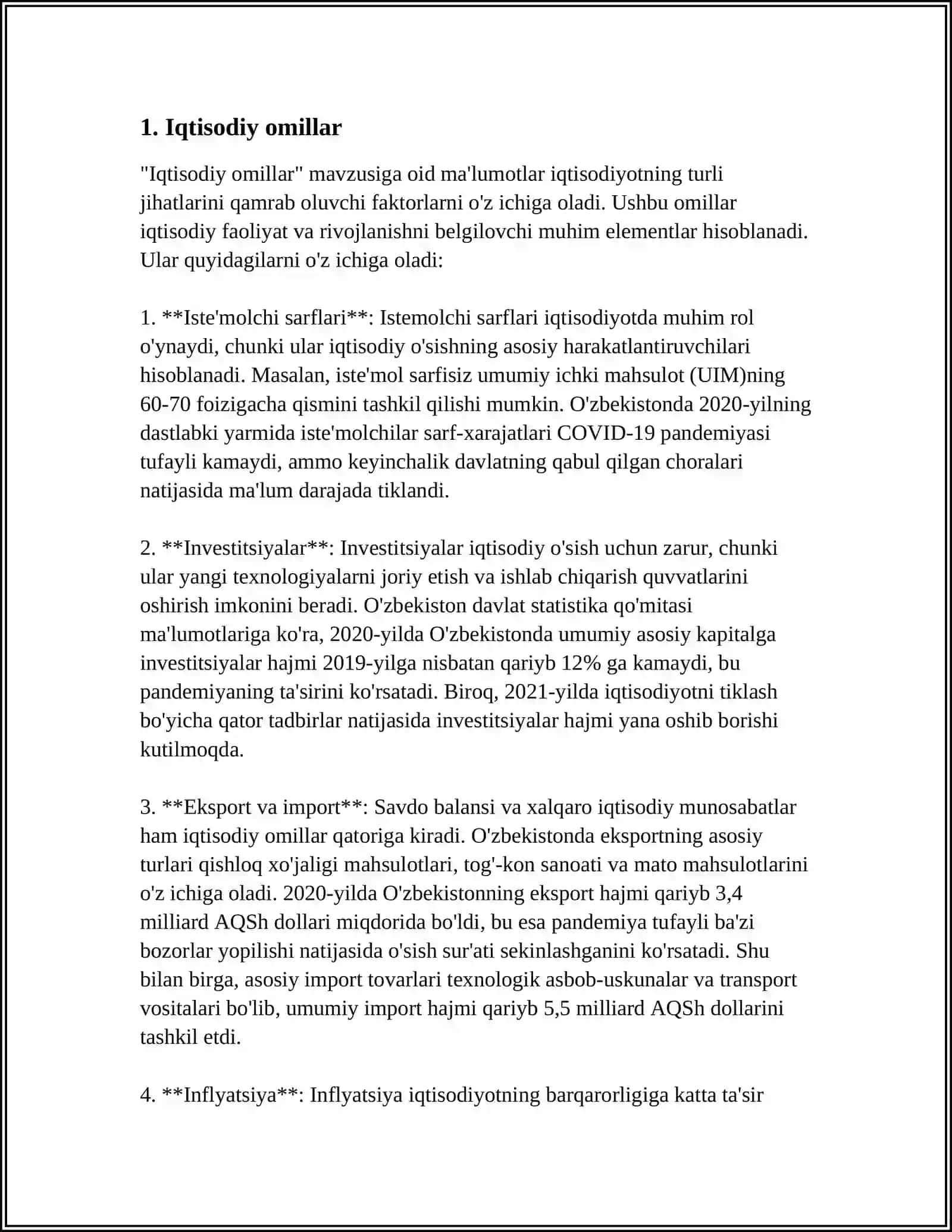 "YASHIL ENERGETIKA"NING RIVOJLANISHIGA TA'SIR QILUVCHI OMILLAR 4
