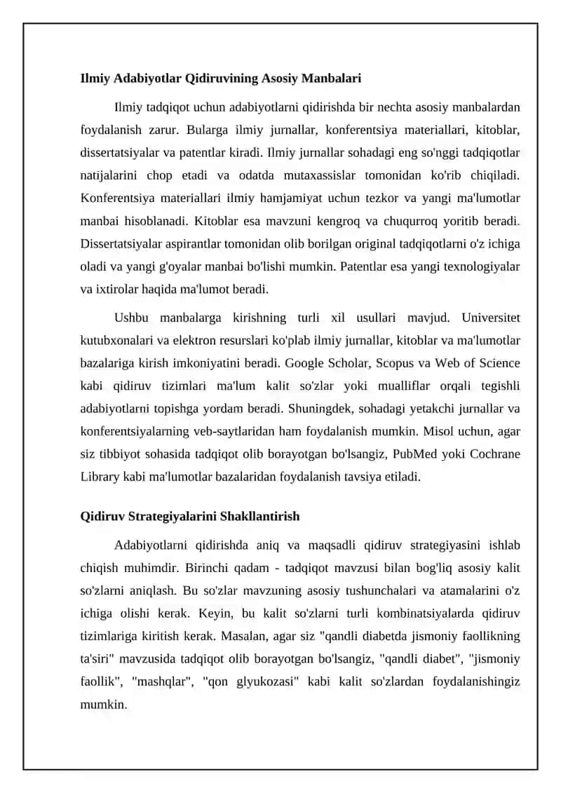 Mavzu: Ilmiy tadqiqot mavzusi boʻyicha adabiyot bilan tanishish malumot toʻplash 4