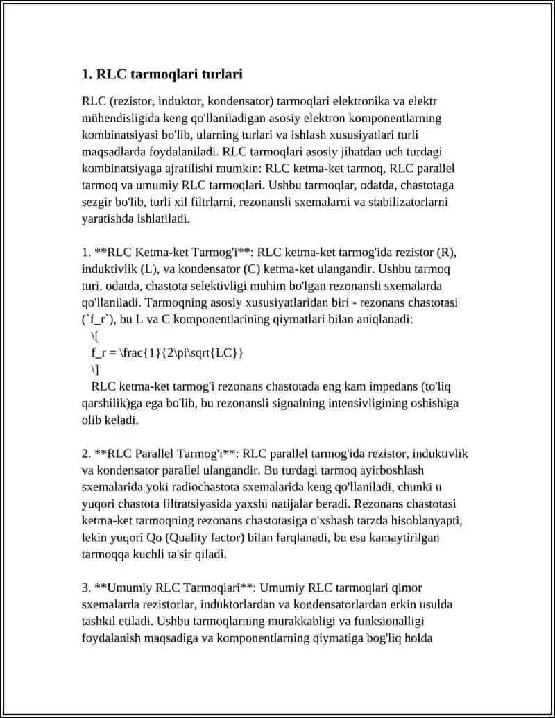 RLC Ketma-ket Tarmog'i 4