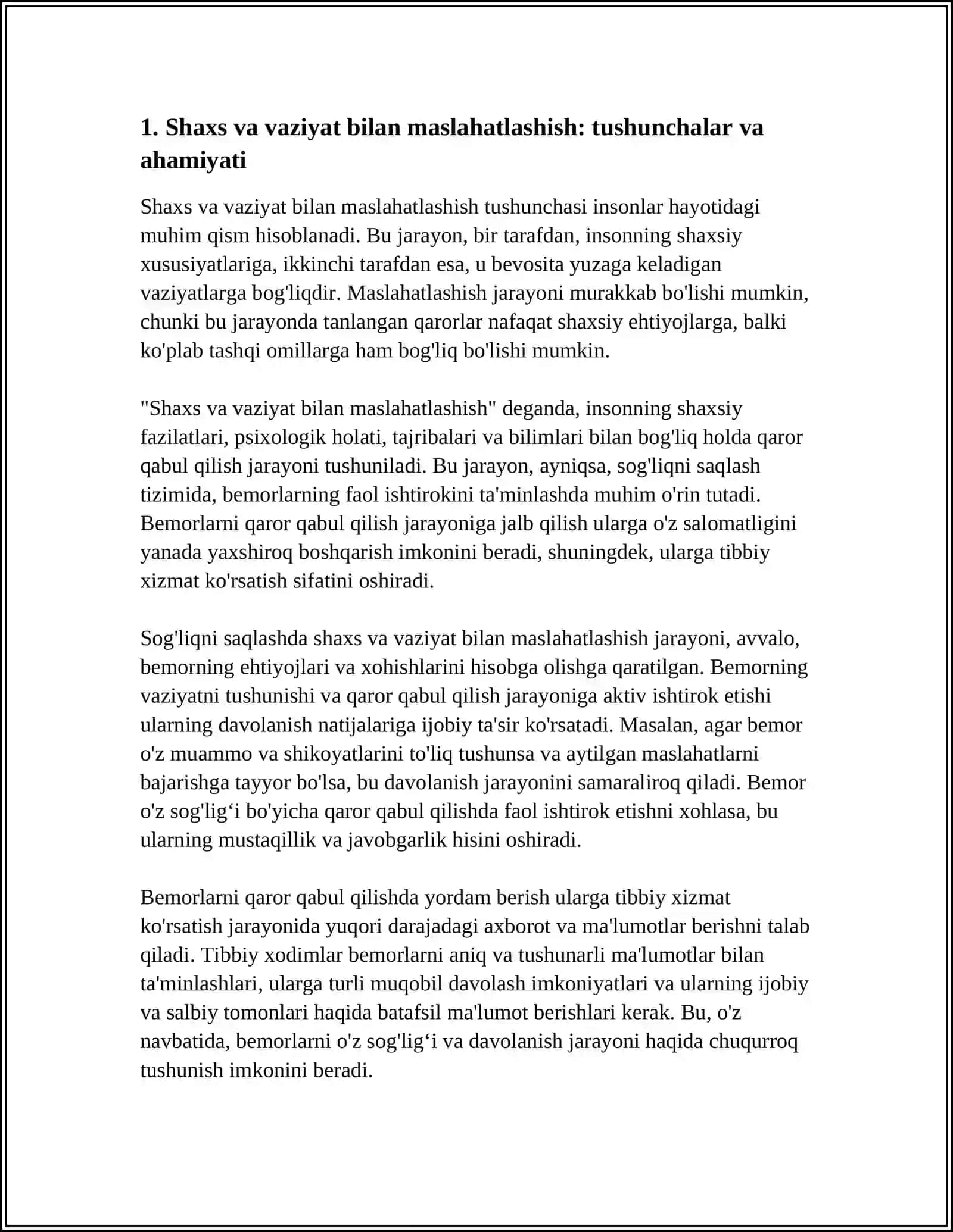 SHAXS VA VAZIYAT BILAN MASLAHATLASHISH.BEMORNI AKTIV ISHTIROKI 4