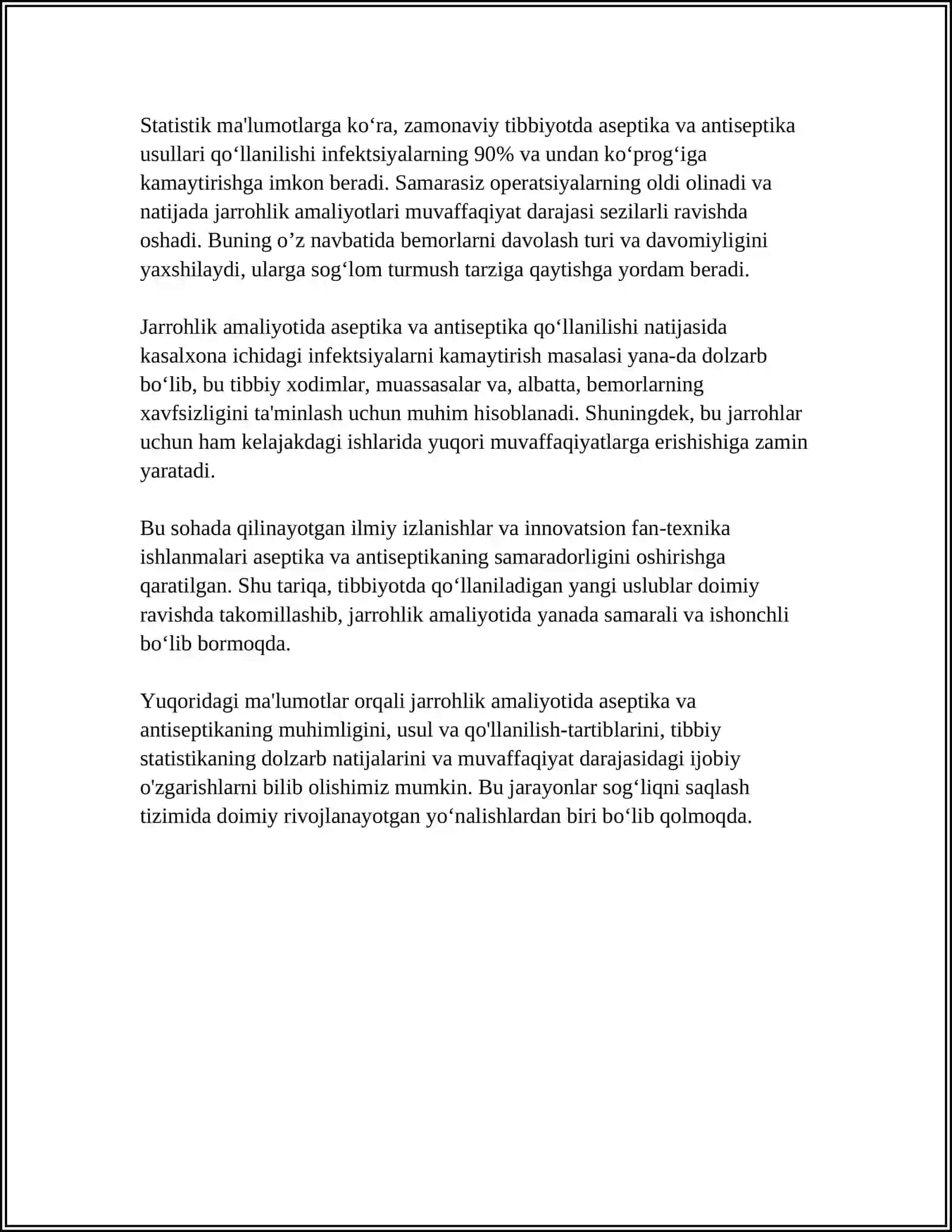 XIRURGIYA AMALYOTI UCHUN 10 VAROQLI REFERAT 4