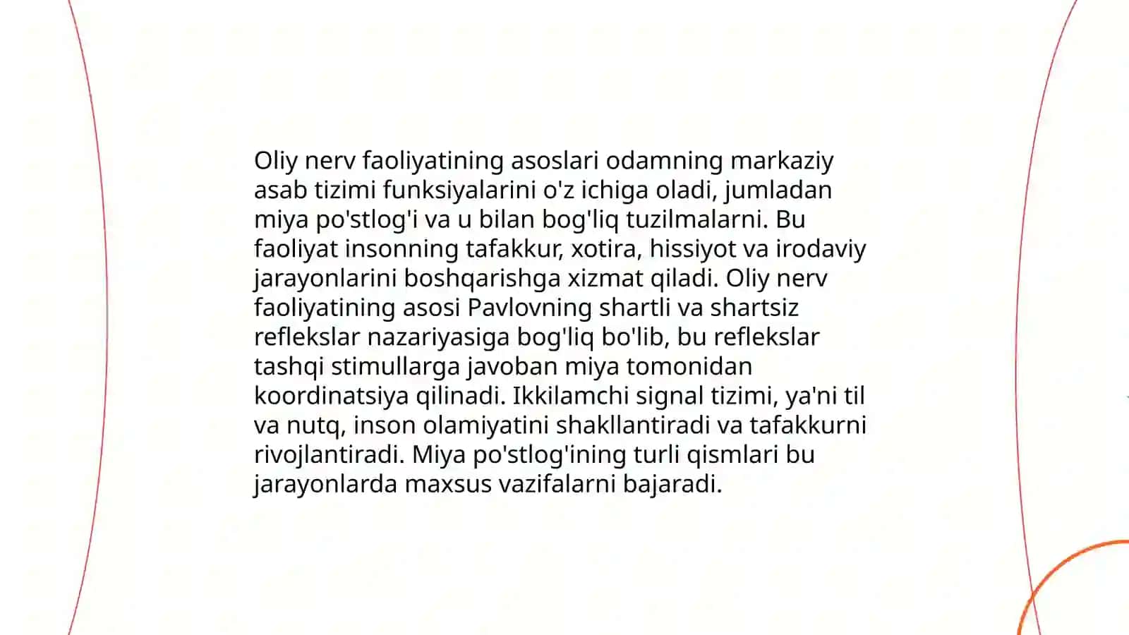 Oliy nerv faoliyati. Shartli va shartsiz reflekslar 4