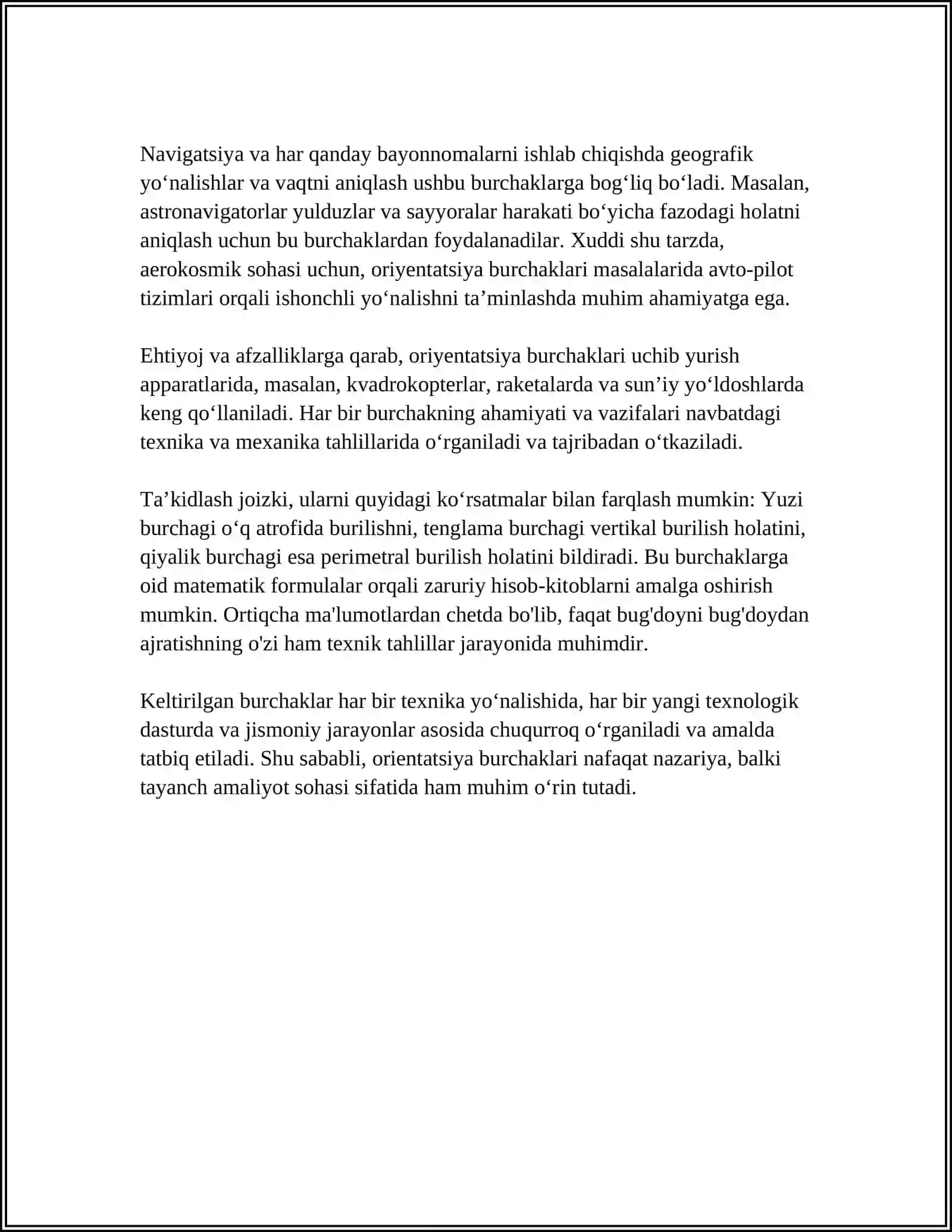 Orientatsiya burchaklari: taʼrifi va asosiy tushunchalar 4