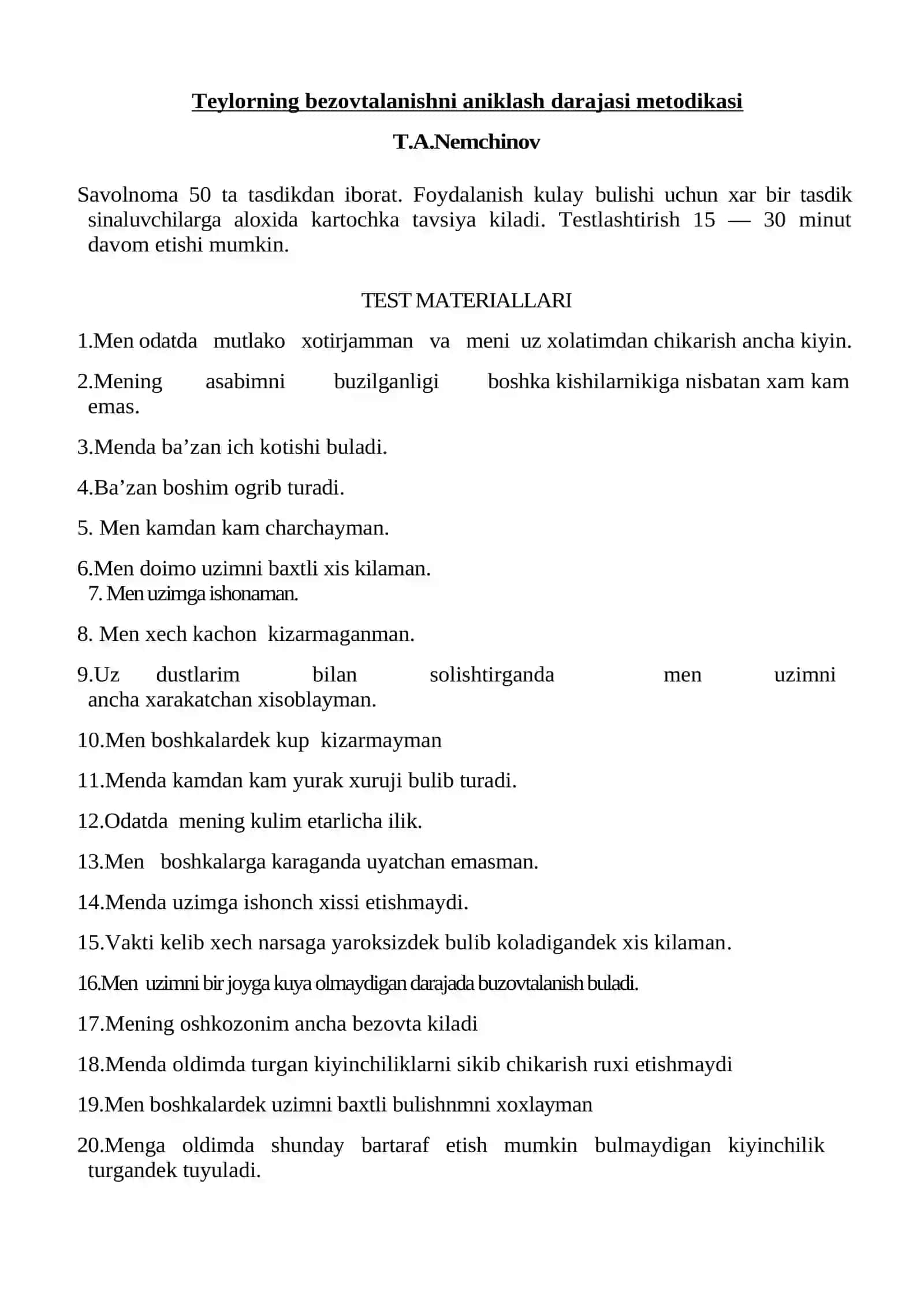 HUQUQBUZARLIK, JINOYATCHILIKNING OLDINI OLISH, HAMDA TANGLIK VAZIYATIGA TUSHGAN YOSHLARNI ANIQLASH (testlar to’plami) 4