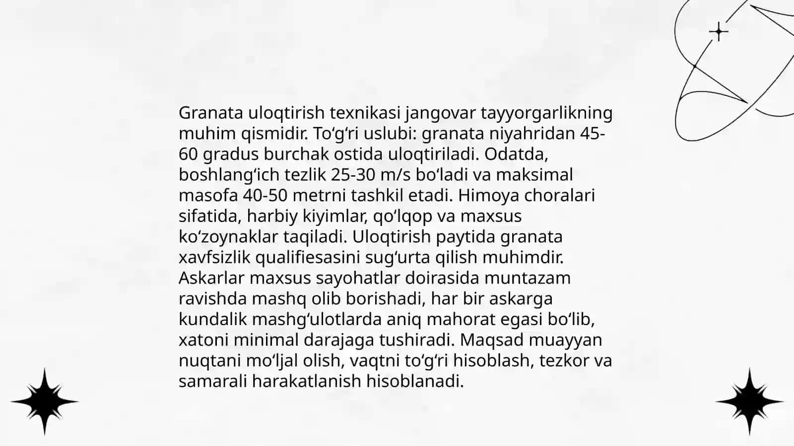 Granata uloqtirish turlari 4