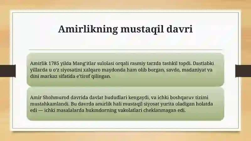 Taqdimot Buxoro amirligining vassal davlatga aylantirilishi 4