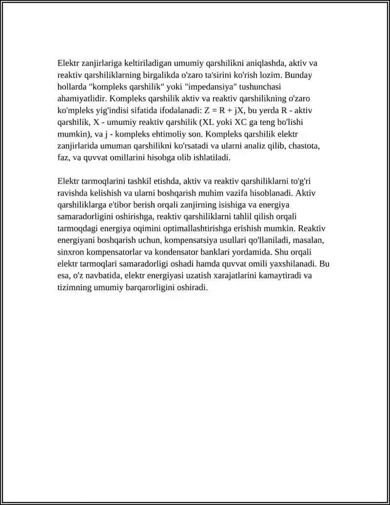 AKTIV VA REAKTIV QARSHILIKLARNING FARQI 4