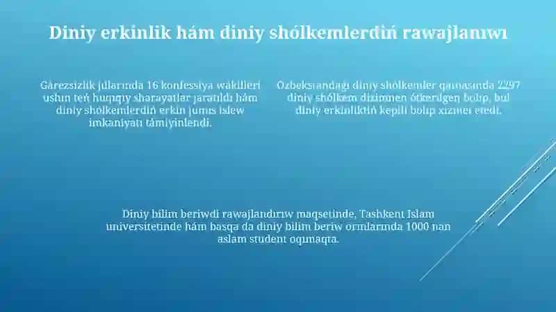 Garesizlik jillarinda Ozbekistandagi ruwxiy ham madeniy rawajlaniw 4
