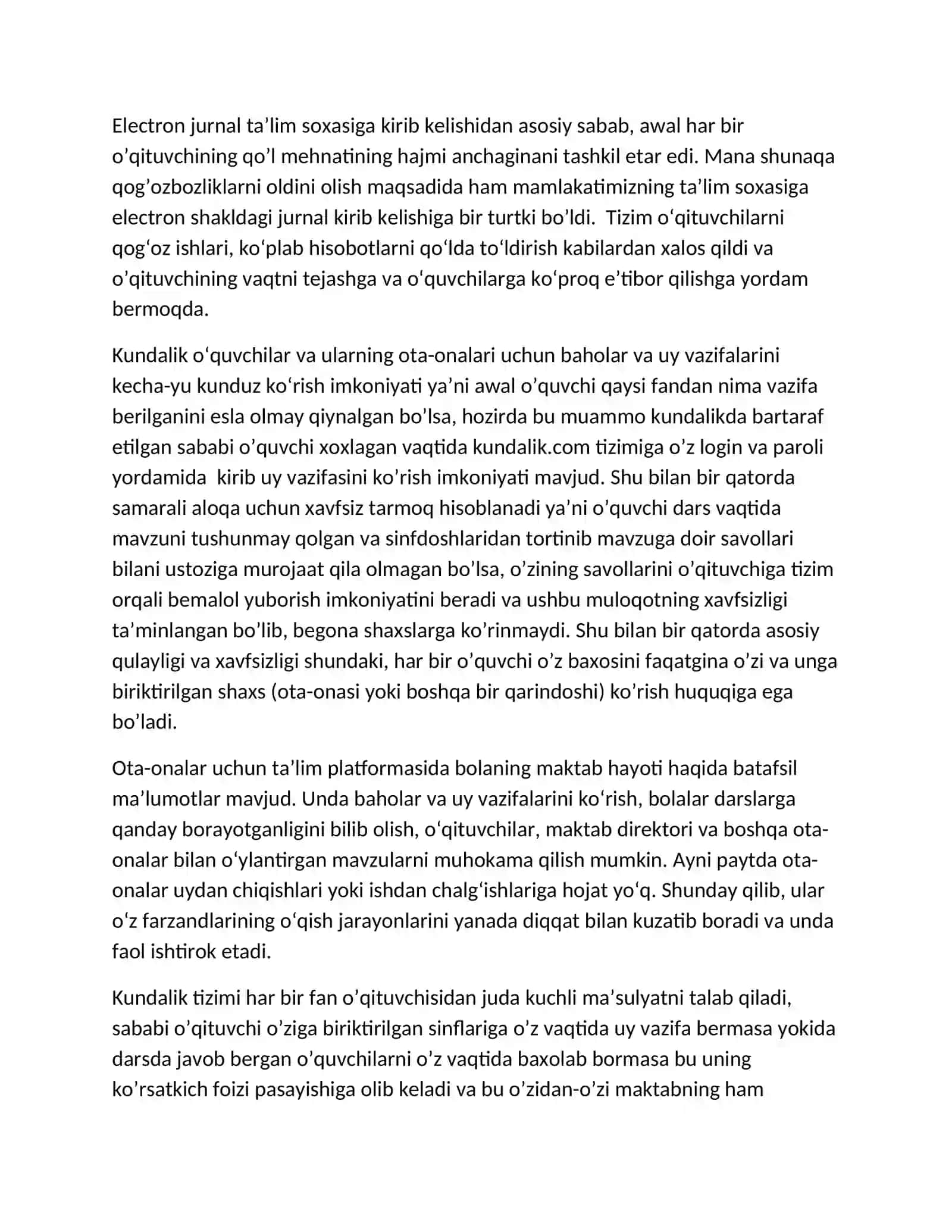 Kundalik elektron platformasida ish tartibi bo'yicha seminar 4